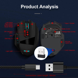Planet Gates E-YOOSO X-33 RGB USB 2.4G Wireless Gaming Mouse 16000 DPI 16 Buttons Programmable Game Optical Mice for Computer PC Laptop