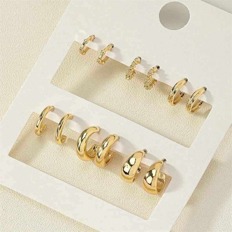 Planet Gates e1593ajin Gold Color Vintage Circle Hoop Earrings for Women Girls Simple Fashion Geometric Drop Earring Set New Trendy Jewelry Party Gifts