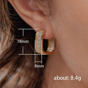 Planet Gates E1933 Huitan Korean Fashion Paved CZ Hoop Earrings for Women Metal Silver Color/Gold Color Simple Versatile Girls Earrings Hot Jewelry