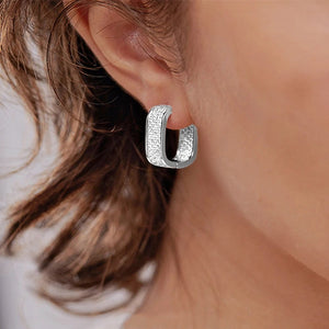 Planet Gates E1933 Huitan Korean Fashion Paved CZ Hoop Earrings for Women Metal Silver Color/Gold Color Simple Versatile Girls Earrings Hot Jewelry