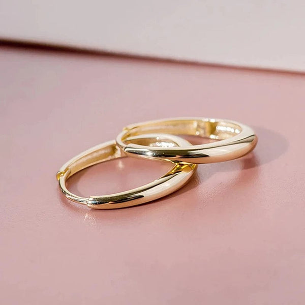 Planet Gates E2538 Huitan Versatile Gold Color Hoop Earrings Female Daily Party Jewelry Matel Style Simple Design Accessories for Women Wholesale