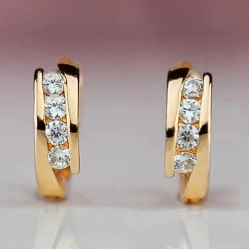 Planet Gates E2668 Huitan Gold Color Hoop Earrings for Women Daily Wear Statement Ear Circle Earrings Low-key Temperament Versatile Female Jewelry