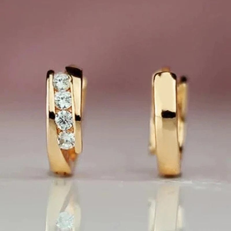 Planet Gates E2668 Huitan Gold Color Hoop Earrings for Women Daily Wear Statement Ear Circle Earrings Low-key Temperament Versatile Female Jewelry