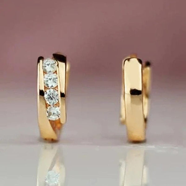 Planet Gates E2668 Huitan Gold Color Hoop Earrings for Women Daily Wear Statement Ear Circle Earrings Low-key Temperament Versatile Female Jewelry