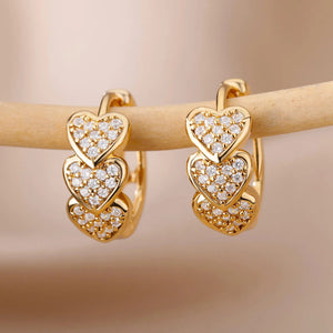 Planet Gates E3124P-12 Stainless Steel Zircon Heart Earrings For Women 2023 Trending Gold Plated Hoop Earrings Piercing Jewelry Gifts Free Shipping