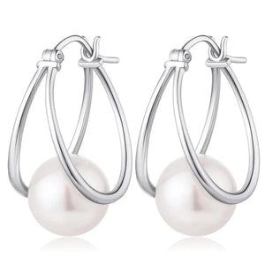 Planet Gates E935 CAOSHI Simple Elegant Hoop Earrings with Simulated Pearl Female Graceful Jewelry for Engagement Daily Party Accessories Gift