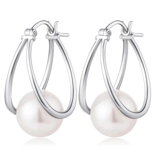 Planet Gates E935 CAOSHI Simple Elegant Hoop Earrings with Simulated Pearl Female Graceful Jewelry for Engagement Daily Party Accessories Gift