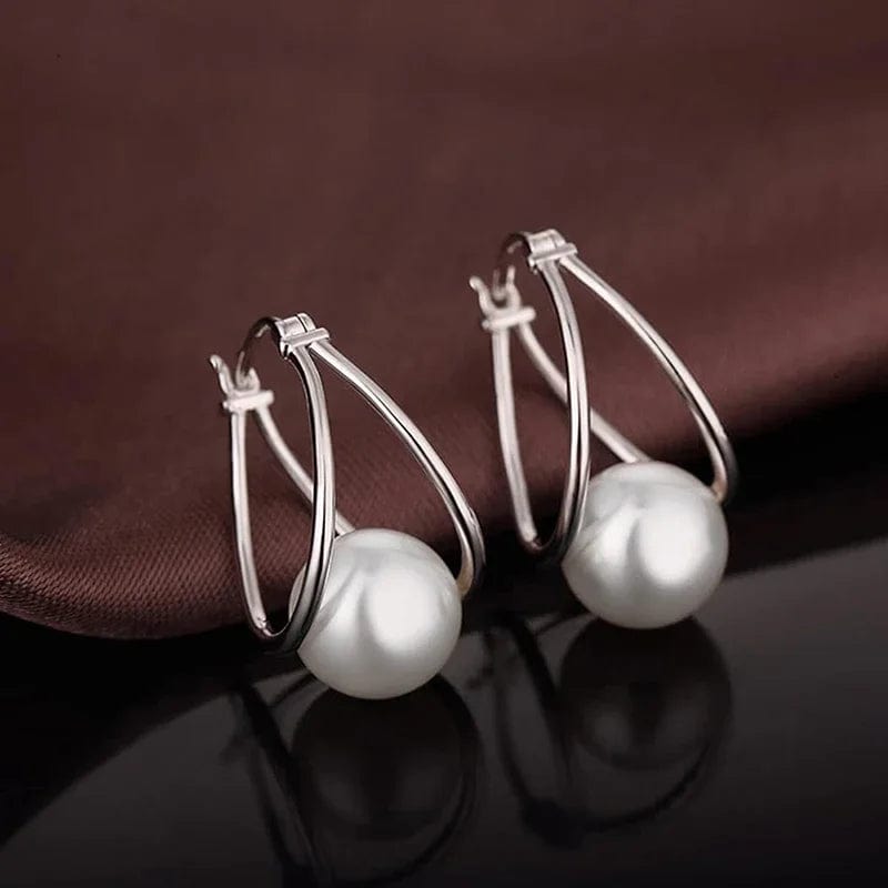 Planet Gates E935 CAOSHI Simple Elegant Hoop Earrings with Simulated Pearl Female Graceful Jewelry for Engagement Daily Party Accessories Gift