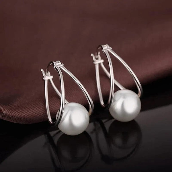 Planet Gates E935 CAOSHI Simple Elegant Hoop Earrings with Simulated Pearl Female Graceful Jewelry for Engagement Daily Party Accessories Gift