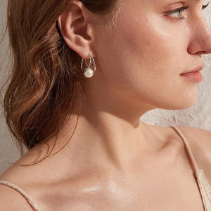 Planet Gates E935 CAOSHI Simple Elegant Hoop Earrings with Simulated Pearl Female Graceful Jewelry for Engagement Daily Party Accessories Gift