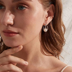 Planet Gates E935 CAOSHI Simple Elegant Hoop Earrings with Simulated Pearl Female Graceful Jewelry for Engagement Daily Party Accessories Gift