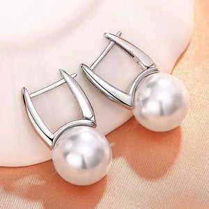 Planet Gates E935 CAOSHI Simple Elegant Hoop Earrings with Simulated Pearl Female Graceful Jewelry for Engagement Daily Party Accessories Gift