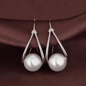 Planet Gates E935 CAOSHI Simple Elegant Hoop Earrings with Simulated Pearl Female Graceful Jewelry for Engagement Daily Party Accessories Gift