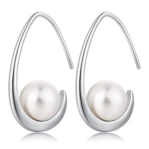 Planet Gates E935 CAOSHI Simple Elegant Hoop Earrings with Simulated Pearl Female Graceful Jewelry for Engagement Daily Party Accessories Gift