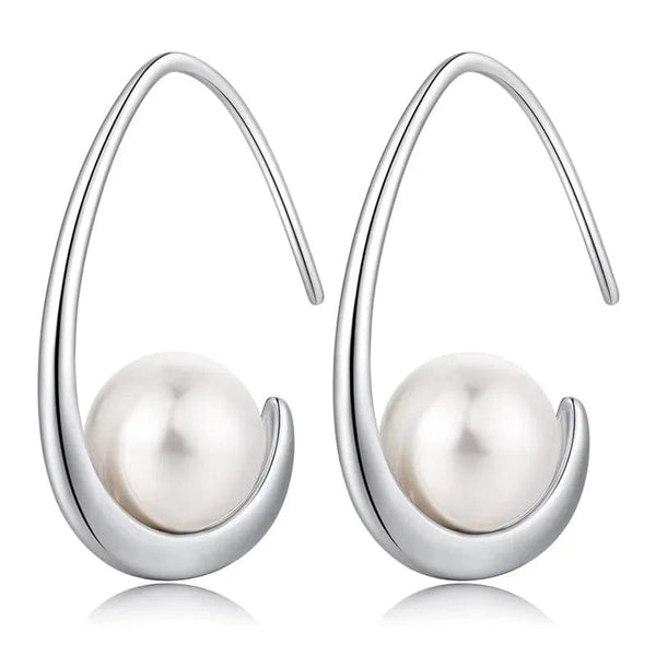 Planet Gates E935 CAOSHI Simple Elegant Hoop Earrings with Simulated Pearl Female Graceful Jewelry for Engagement Daily Party Accessories Gift