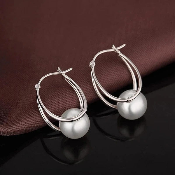 Planet Gates E935 CAOSHI Simple Elegant Hoop Earrings with Simulated Pearl Female Graceful Jewelry for Engagement Daily Party Accessories Gift