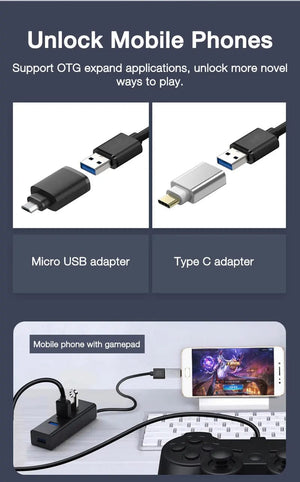 Planet Gates EARDECO High Speed USB HUB Stand Multi USB Splitter 4 Ports Expander Multiple USB Expander Computer Accessories For Laptop PC