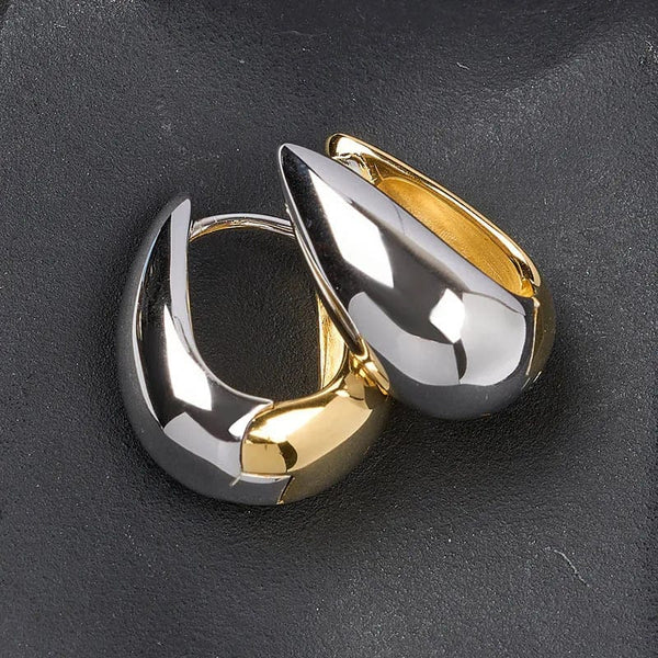 Planet Gates Earrings Foxanry Non-fading Gold Color Hoop Earrings for Women Couples Korean Cute Fashion Simple Geometric Handmade Party Jewelry Gifts