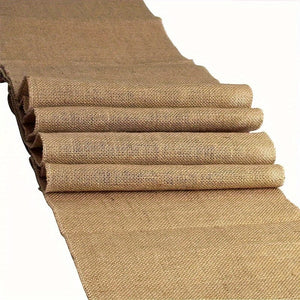 Planet Gates Earth-Yellow / 30*180cm (12*70inch) 1pc, Rustic Burlap Table Runner, Natural Linen Material, Simple Country Style Table Runner For Farm Parties & Outdoor Gatherings, Ideal For Dinning Table Decoration And Folk Decor