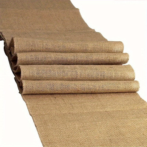 Planet Gates Earth-Yellow / 30*180cm (12*70inch) 1pc, Rustic Burlap Table Runner, Natural Linen Material, Simple Country Style Table Runner For Farm Parties & Outdoor Gatherings, Ideal For Dinning Table Decoration And Folk Decor