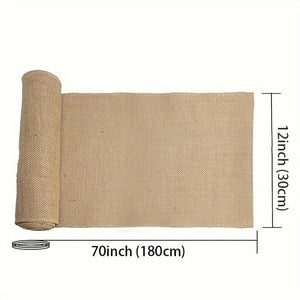 Planet Gates Earth-Yellow / 30*180cm (12*70inch) 1pc, Rustic Burlap Table Runner, Natural Linen Material, Simple Country Style Table Runner For Farm Parties & Outdoor Gatherings, Ideal For Dinning Table Decoration And Folk Decor