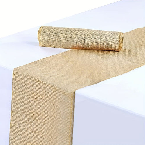 Planet Gates Earth-Yellow / 30*180cm (12*70inch) 1pc, Rustic Burlap Table Runner, Natural Linen Material, Simple Country Style Table Runner For Farm Parties & Outdoor Gatherings, Ideal For Dinning Table Decoration And Folk Decor