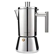 Planet Gates Easyworkz Diego Stovetop Espresso Maker Stainless Steel Italian Coffee Machine Maker 4Cup 6.8 oz Induction Moka Pot