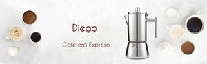 Planet Gates Easyworkz Diego Stovetop Espresso Maker Stainless Steel Italian Coffee Machine Maker 4Cup 6.8 oz Induction Moka Pot