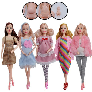 Planet Gates Educational Toy Pregnant Dolls for Children with Two Babies and Random Shoes Accessories Fashion Clothes Gift for Barbie Games