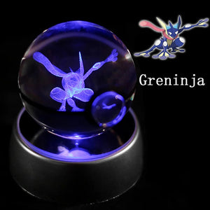 Planet Gates Eevee Pokemon 3D Crystal Ball Figure Engraving Pikachu Charizard Gengar With LED Light Base Anime Glass Ball Child Gift Toy