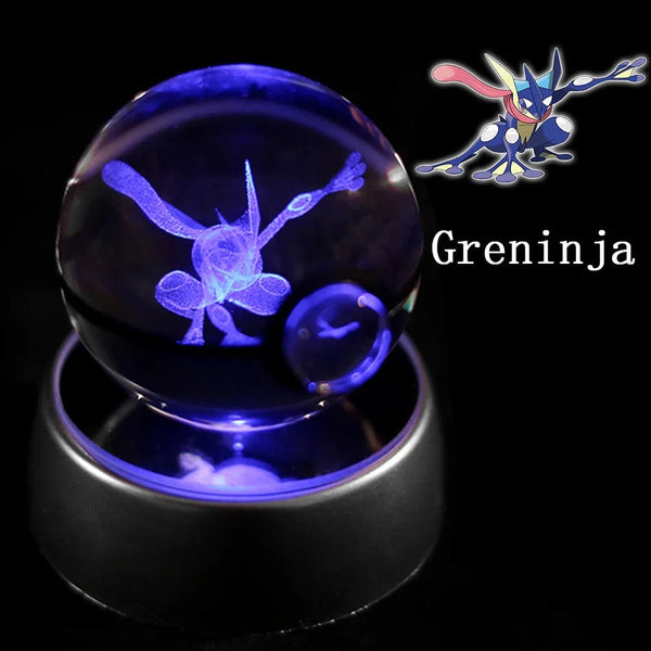 Planet Gates Eevee Pokemon 3D Crystal Ball Figure Engraving Pikachu Charizard Gengar With LED Light Base Anime Glass Ball Child Gift Toy