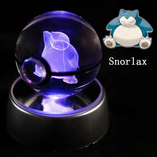 Planet Gates Eevee Pokemon 3D Crystal Ball Figure Engraving Pikachu Charizard Gengar With LED Light Base Anime Glass Ball Child Gift Toy
