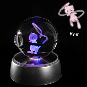 Planet Gates Eevee Pokemon 3D Crystal Ball Figure Engraving Pikachu Charizard Gengar With LED Light Base Anime Glass Ball Child Gift Toy