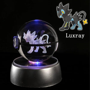 Planet Gates Eevee Pokemon 3D Crystal Ball Figure Engraving Pikachu Charizard Gengar With LED Light Base Anime Glass Ball Child Gift Toy