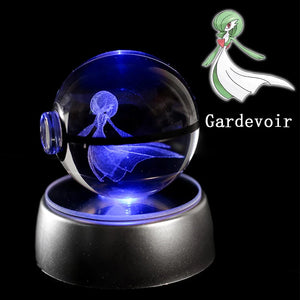 Planet Gates Eevee Pokemon 3D Crystal Ball Figure Engraving Pikachu Charizard Gengar With LED Light Base Anime Glass Ball Child Gift Toy