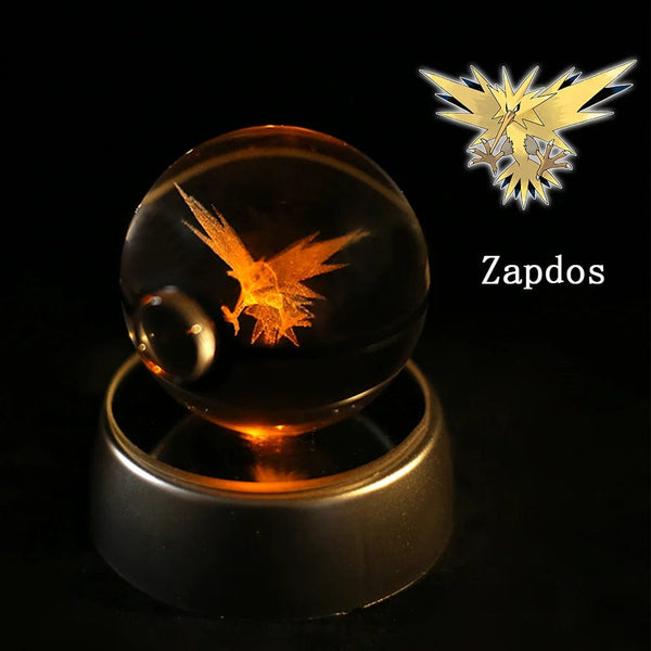 Planet Gates Eevee Pokemon 3D Crystal Ball Figure Engraving Pikachu Charizard Gengar With LED Light Base Anime Glass Ball Child Gift Toy
