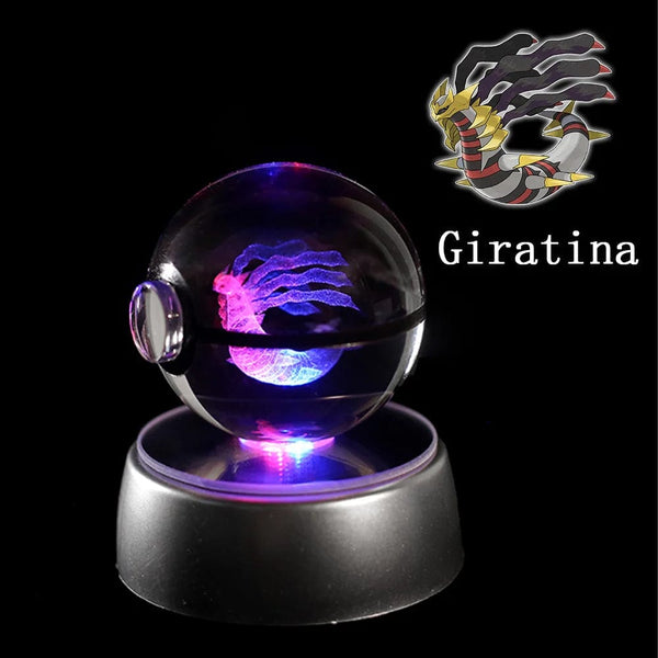 Planet Gates Eevee Pokemon 3D Crystal Ball Figure Engraving Pikachu Charizard Gengar With LED Light Base Anime Glass Ball Child Gift Toy