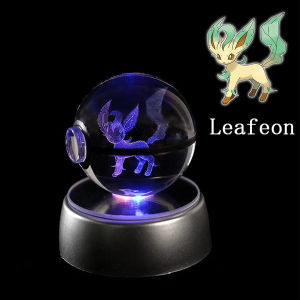 Planet Gates Eevee Pokemon 3D Crystal Ball Figure Engraving Pikachu Charizard Gengar With LED Light Base Anime Glass Ball Child Gift Toy