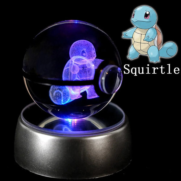 Planet Gates Eevee Pokemon 3D Crystal Ball Figure Engraving Pikachu Charizard Gengar With LED Light Base Anime Glass Ball Child Gift Toy