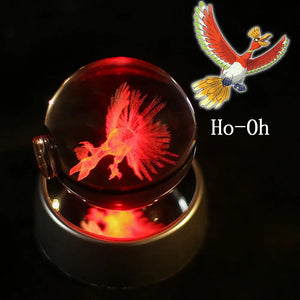 Planet Gates Eevee Pokemon 3D Crystal Ball Figure Engraving Pikachu Charizard Gengar With LED Light Base Anime Glass Ball Child Gift Toy