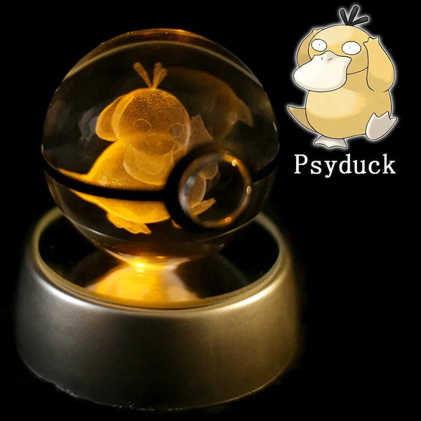 Planet Gates Eevee Pokemon 3D Crystal Ball Figure Engraving Pikachu Charizard Gengar With LED Light Base Anime Glass Ball Child Gift Toy