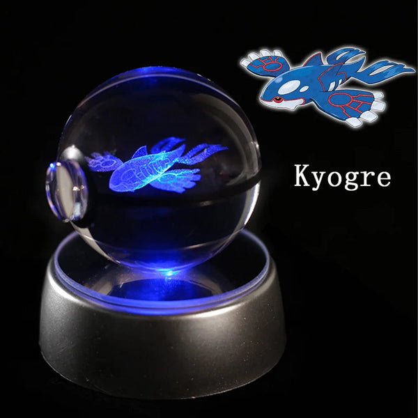 Planet Gates Eevee Pokemon 3D Crystal Ball Figure Engraving Pikachu Charizard Gengar With LED Light Base Anime Glass Ball Child Gift Toy