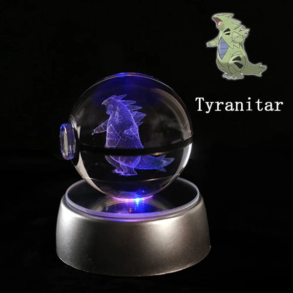 Planet Gates Eevee Pokemon 3D Crystal Ball Figure Engraving Pikachu Charizard Gengar With LED Light Base Anime Glass Ball Child Gift Toy