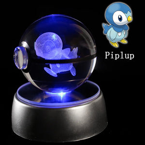 Planet Gates Eevee Pokemon 3D Crystal Ball Figure Engraving Pikachu Charizard Gengar With LED Light Base Anime Glass Ball Child Gift Toy