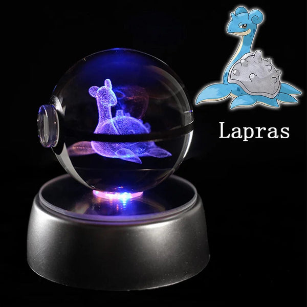 Planet Gates Eevee Pokemon 3D Crystal Ball Figure Engraving Pikachu Charizard Gengar With LED Light Base Anime Glass Ball Child Gift Toy