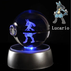Planet Gates Eevee Pokemon 3D Crystal Ball Figure Engraving Pikachu Charizard Gengar With LED Light Base Anime Glass Ball Child Gift Toy