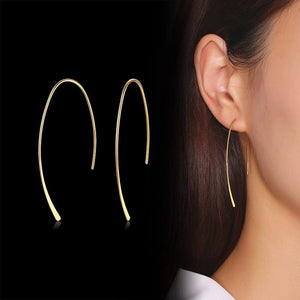 Planet Gates EH-270 / Silver Color Stylish Geometric Hoop Earrings for Womens Girls Stainless Steel Minimalist Elegant Earings