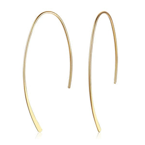 Planet Gates EH-270 / Silver Color Stylish Geometric Hoop Earrings for Womens Girls Stainless Steel Minimalist Elegant Earings