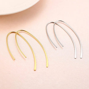 Planet Gates EH-270 / Silver Color Stylish Geometric Hoop Earrings for Womens Girls Stainless Steel Minimalist Elegant Earings