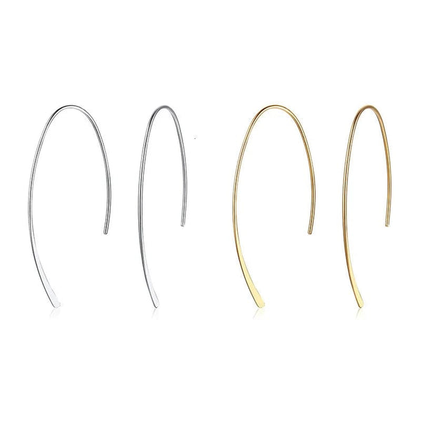 Planet Gates EH-270 / Silver Color Stylish Geometric Hoop Earrings for Womens Girls Stainless Steel Minimalist Elegant Earings